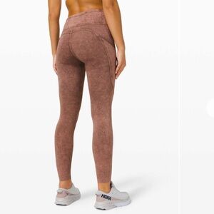 Lululemon Fast and Free Tight II 25" Ice Wash Brown‎ Earth Size 4